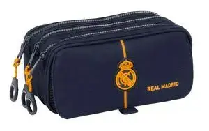 Estuche escolar Real Madrid azul marino con doble compartimento y cremallera