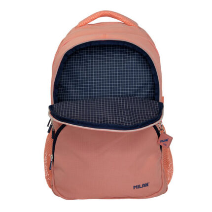 Mochila escolar Milan rosa con doble compartimento, bolsillo frontal y tirantes acolchados para el colegio