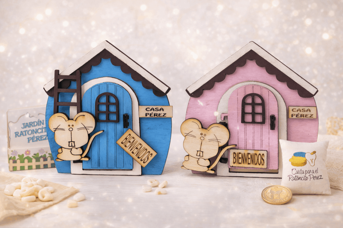 Casita del ratoncito Pérez en madera de colores