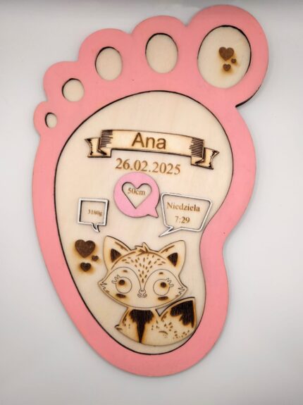 Huella de Pie en Madera – Recuerdo de Natalicio Rosa