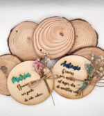 Imanes marcasitios de madera personalizados para boda con nombres grabados