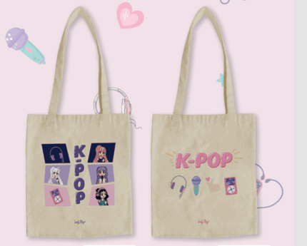 bolsa de tela K-pop original color beige diseño cute estilo fan art