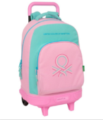 mochila Safta rosa con ruedas