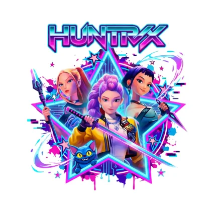 Imagen de colección K-Pop Huntrix con mochila, accesorios, photocards y productos de moda inspirados en el estilo K-Pop para fans.