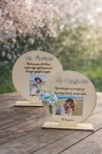 placa de madera personalizada para padrino y madrina con foto y dedicatoria