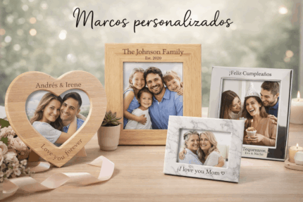 Marcos personalizados de fotos con nombres grabados y mensajes únicos para regalar
